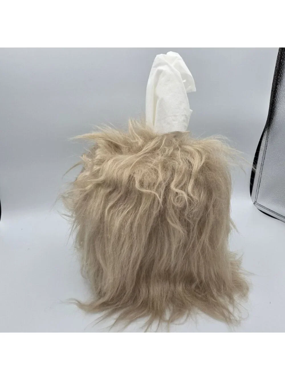 Vintage Baby Doll Head Tissue Box Cover Vintage Blond Hair Earrings Lace
